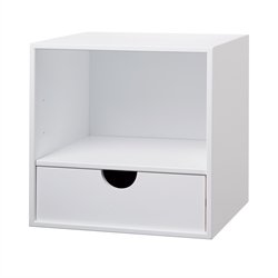 Lille skuffe med udskring - hvidmalet birk